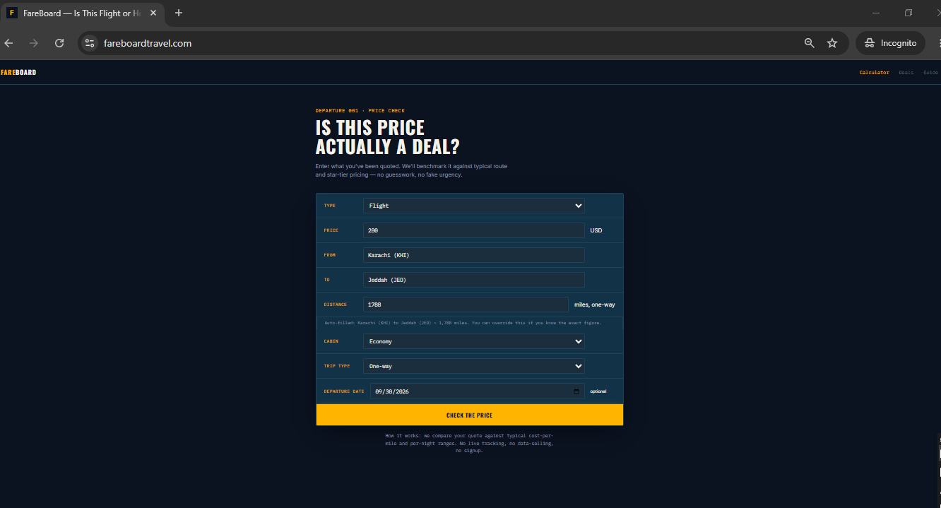 FareBoard calculator